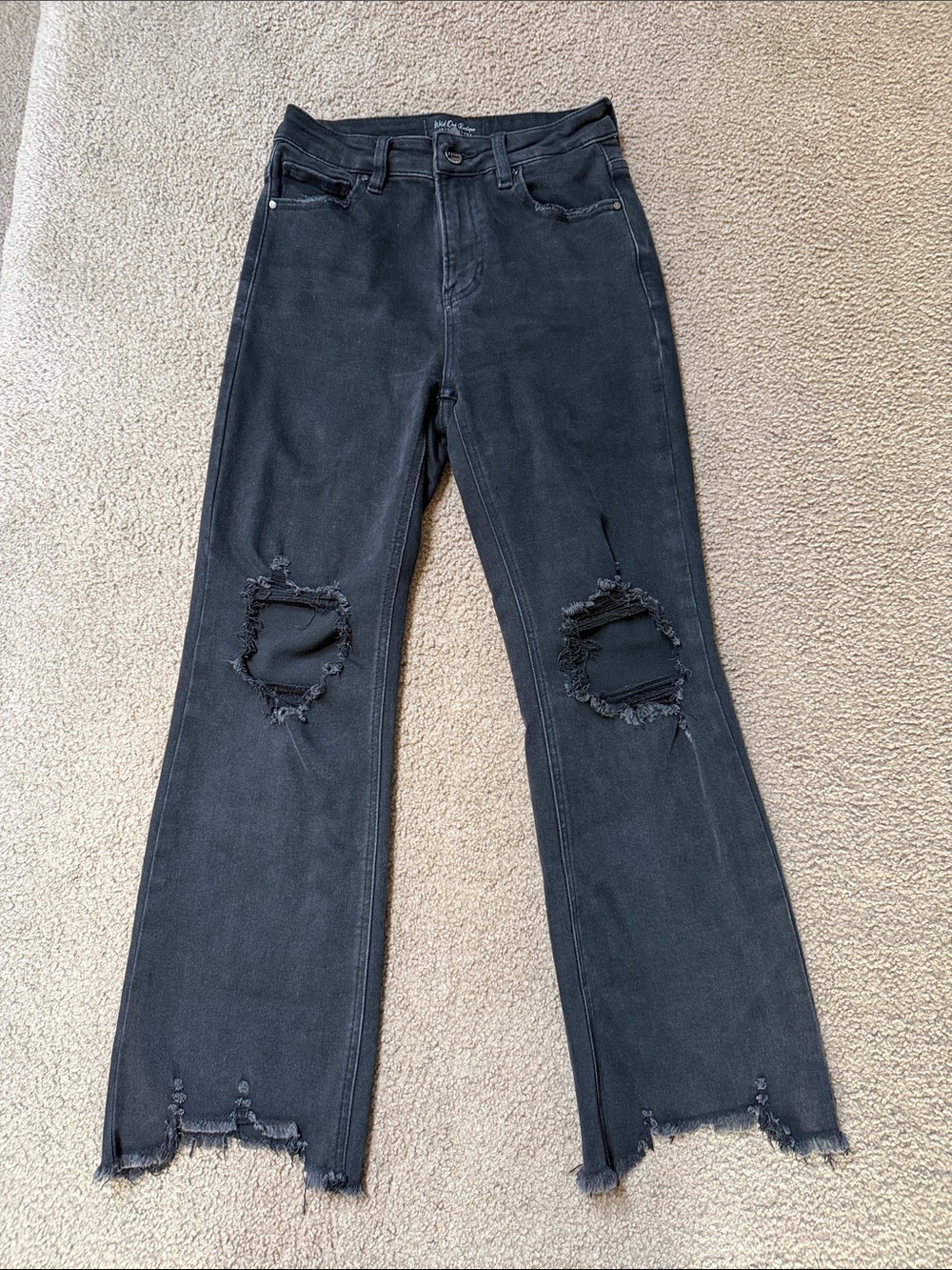 High-Rise Black Distressed Cropped Jeans